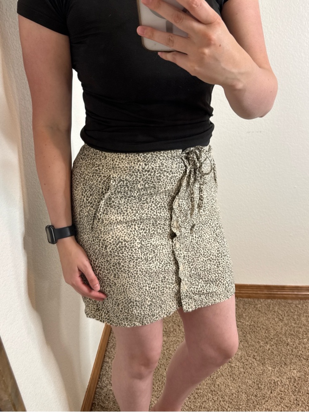 Thread & Supply Beige Leopard-Print Tie-Waist Mini Skirt